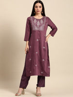Thumbnail for All About You Women Ethnic Motifs Embroidered Kurta With Trousers - Distacart
