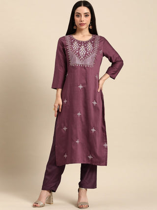 All About You Women Ethnic Motifs Embroidered Kurta With Trousers - Distacart