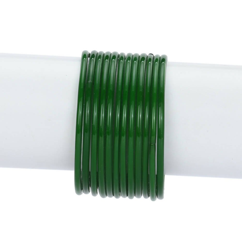 Afast Shining Green Glass Party, Wedding, Daily Use Bangle Set, Pack Of 12 - Distacart