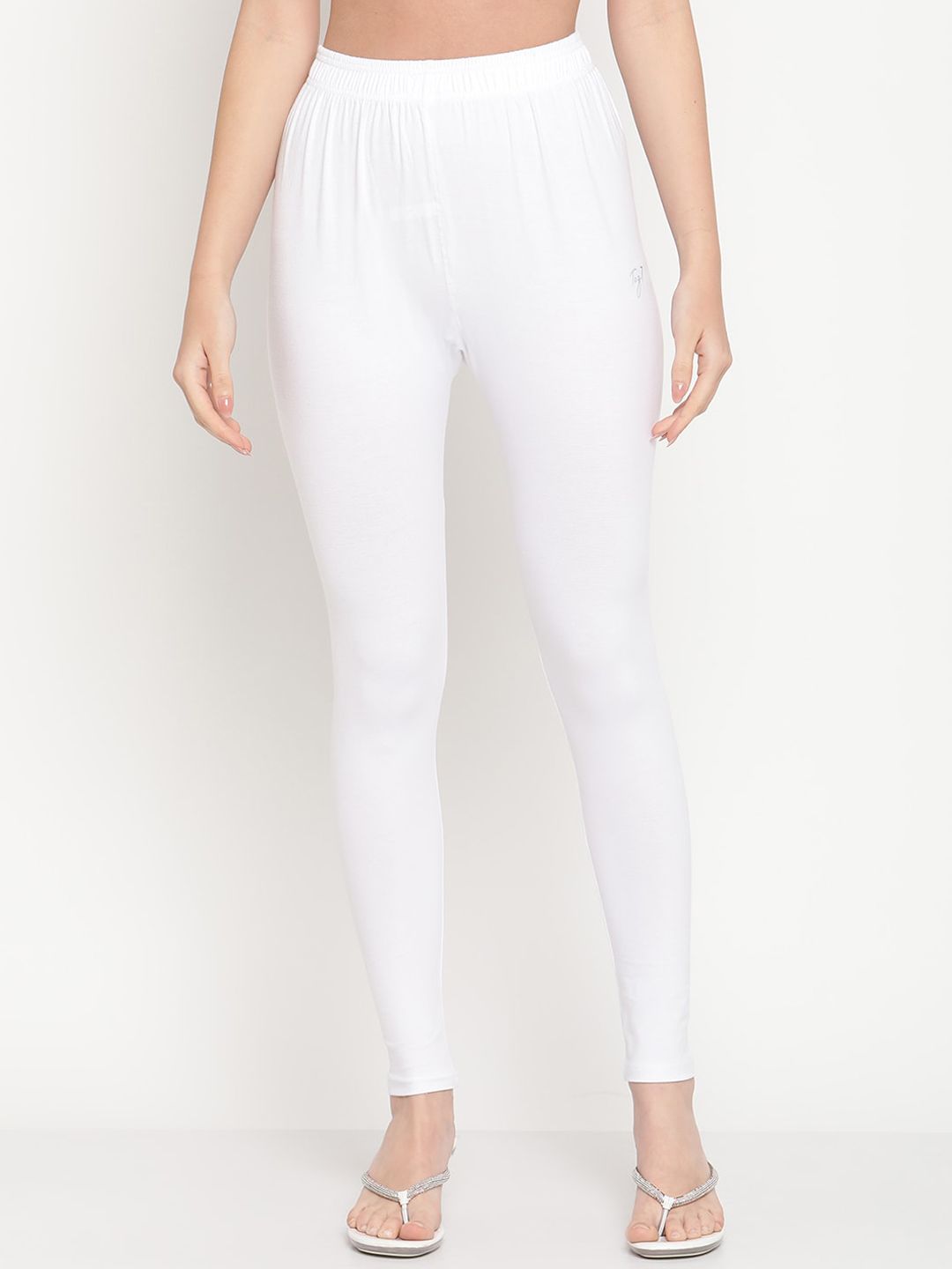 TAG 7 Women Pack Of 2 White & Blue Solid Ankle-Length Leggings - Distacart