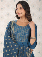 Thumbnail for Ode by House of Pataudi Ethnic Motifs Woven Design Straight Kurta With Trousers & Dupatta - Distacart