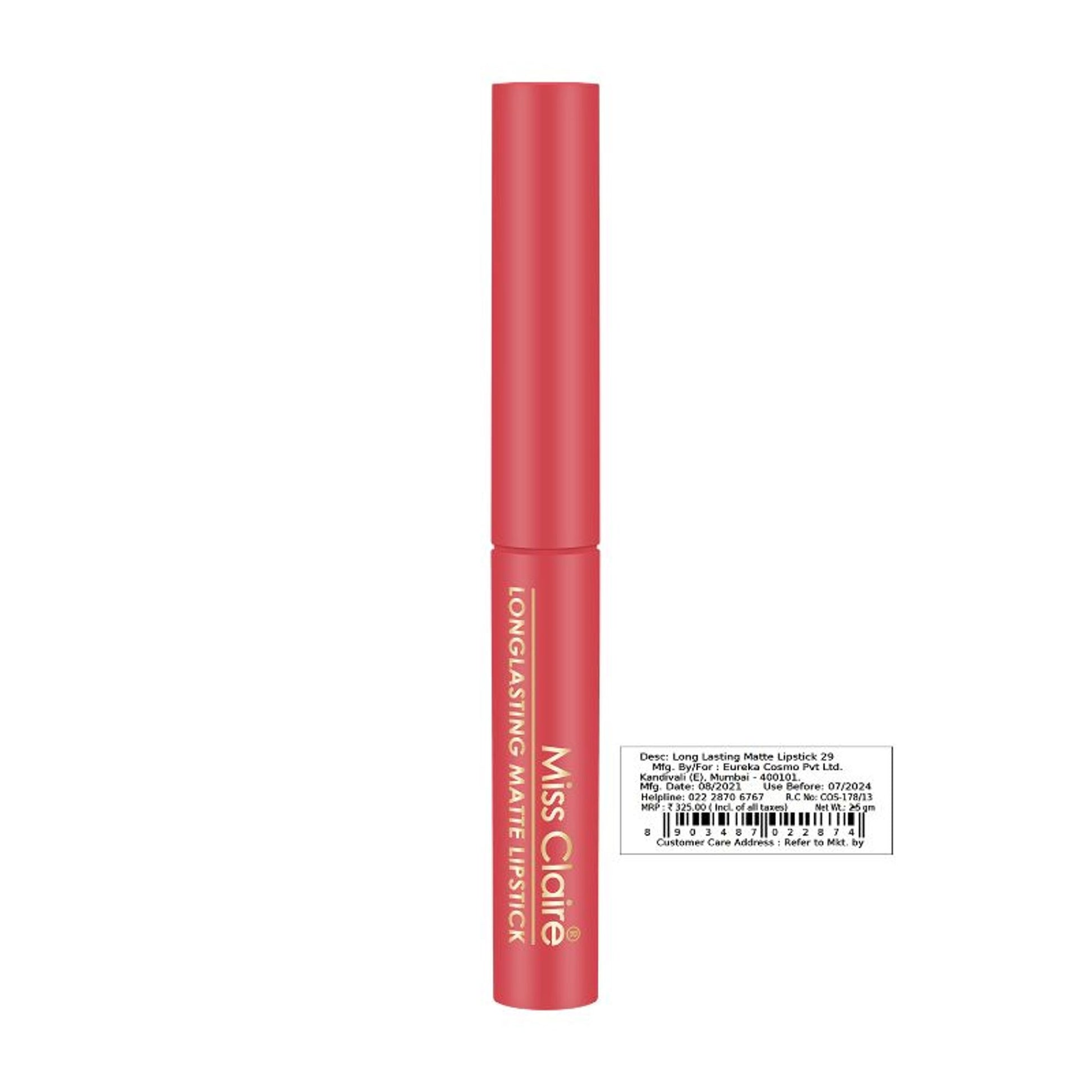 Miss Claire Long Lasting Matte Lipstick - 29 Pink Sorbet - Distacart