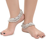 Thumbnail for AanyaCentric Silver Plated White Metal Payal Indian Traditional Ethnic Fashion Imitation Jewellery Foot Chain - Distacart