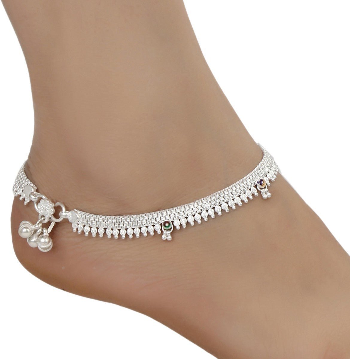 AanyaCentric Silver Plated White Metal Payal Indian Traditional Ethnic Fashion Imitation Jewellery Foot Chain - Distacart