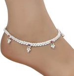 Thumbnail for AanyaCentric Silver Plated White Metal Payal Indian Traditional Ethnic Fashion Imitation Jewellery Foot Chain - Distacart