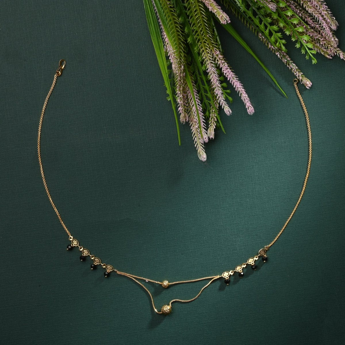 AanyaCentric Gold-plated Jewelry Combo: Elegant Short Mangalsutra, Finger Ring, and American Diamond Earrings Set - Distacart