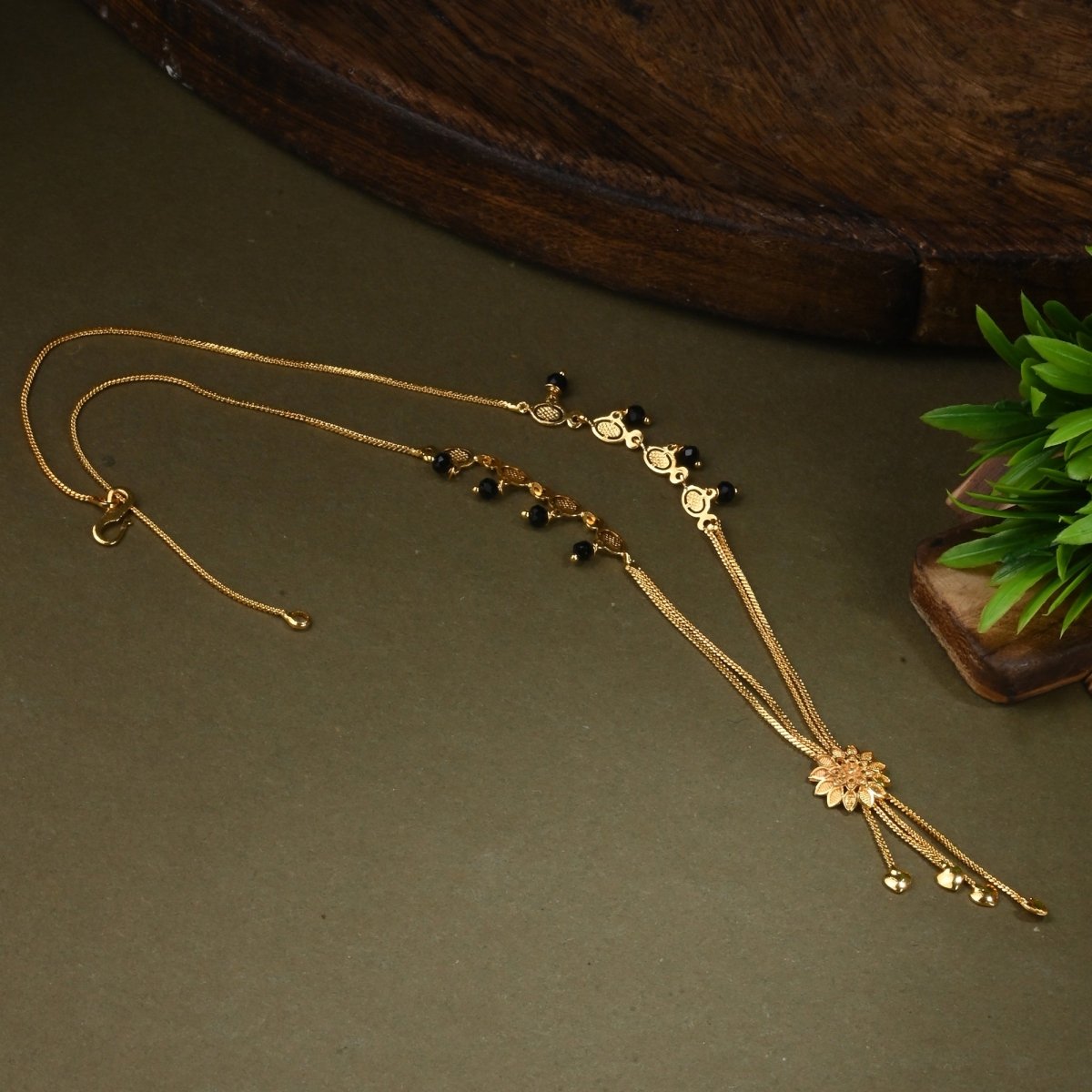 AanyaCentric Gold-plated Jewelry Combo: Elegant Short Mangalsutra, Finger Ring, and American Diamond Earrings Set - Distacart