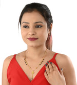 Thumbnail for AanyaCentric Gold-plated Jewelry Combo: Elegant Short Mangalsutra, Finger Ring, and American Diamond Earrings Set - Distacart