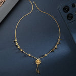 Thumbnail for AanyaCentric Gold-plated Jewelry Combo: Elegant Short Mangalsutra, Finger Ring, and American Diamond Earrings Set - Distacart