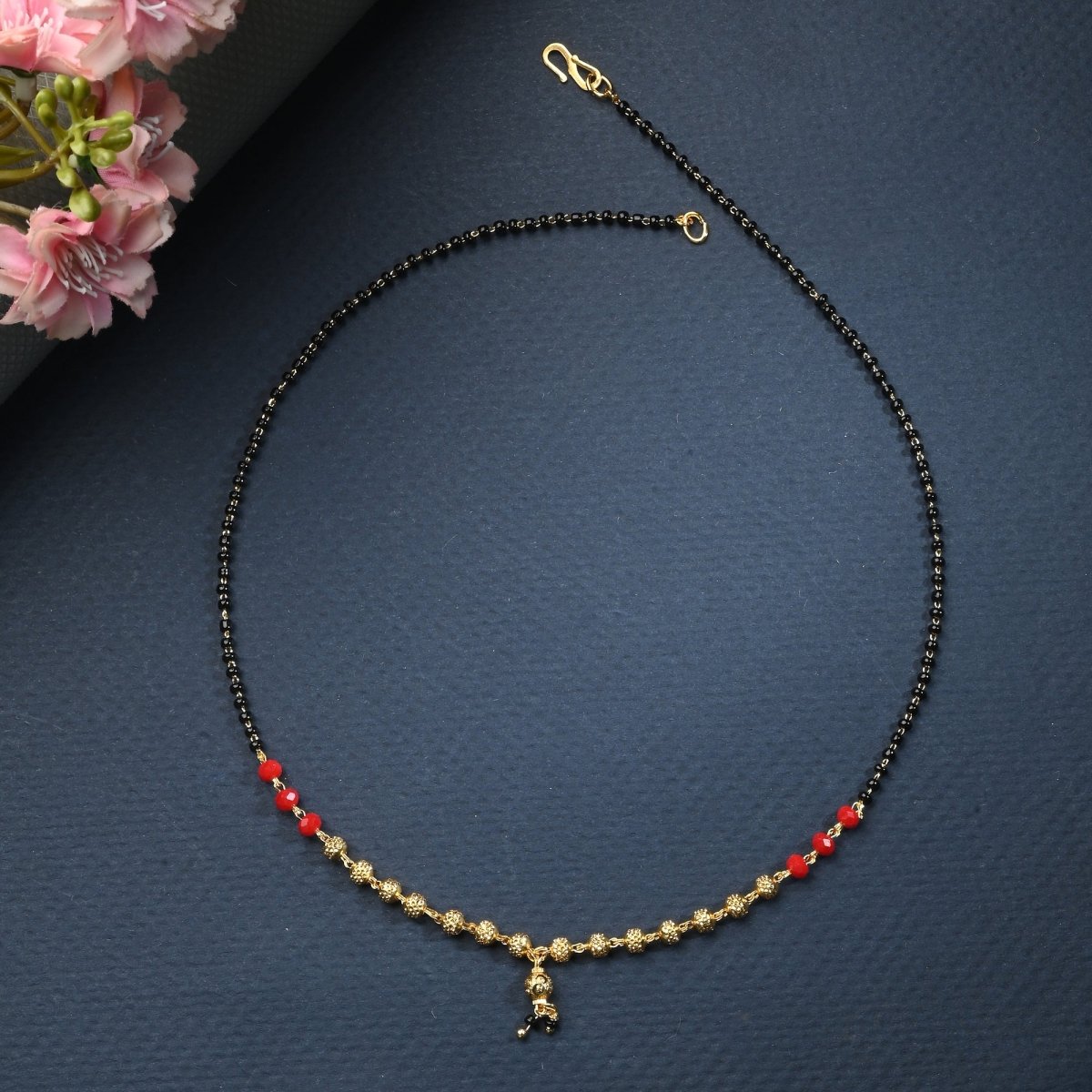 AanyaCentric Gold-plated Jewelry Combo: Elegant Short Mangalsutra, Finger Ring, and American Diamond Earrings Set - Distacart