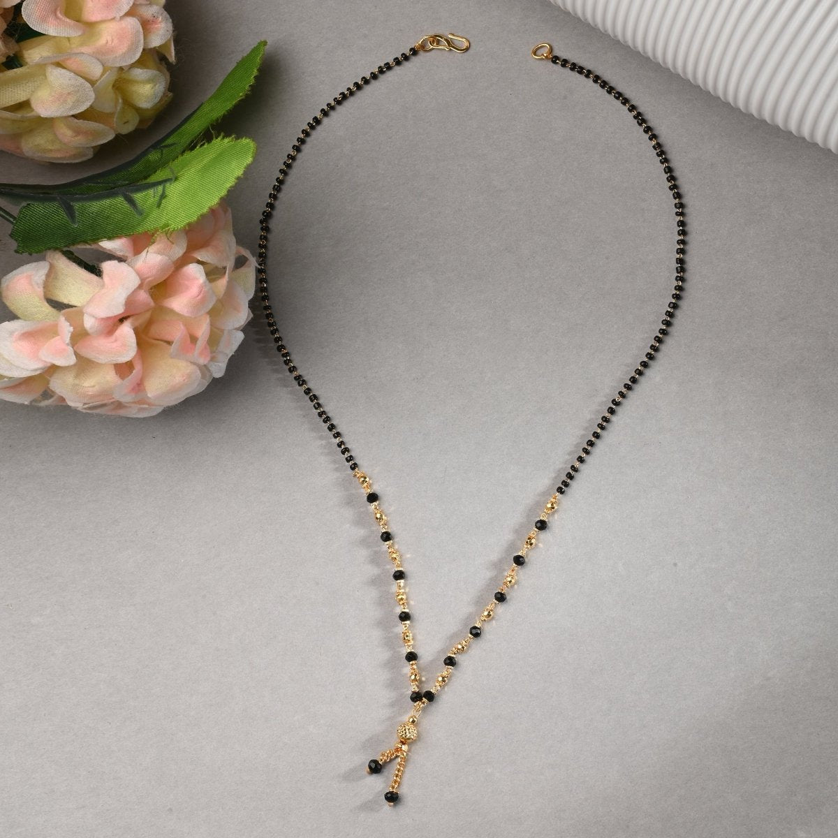AanyaCentric Gold-plated Jewelry Combo: Elegant Short Mangalsutra, Finger Ring, and American Diamond Earrings Set - Distacart