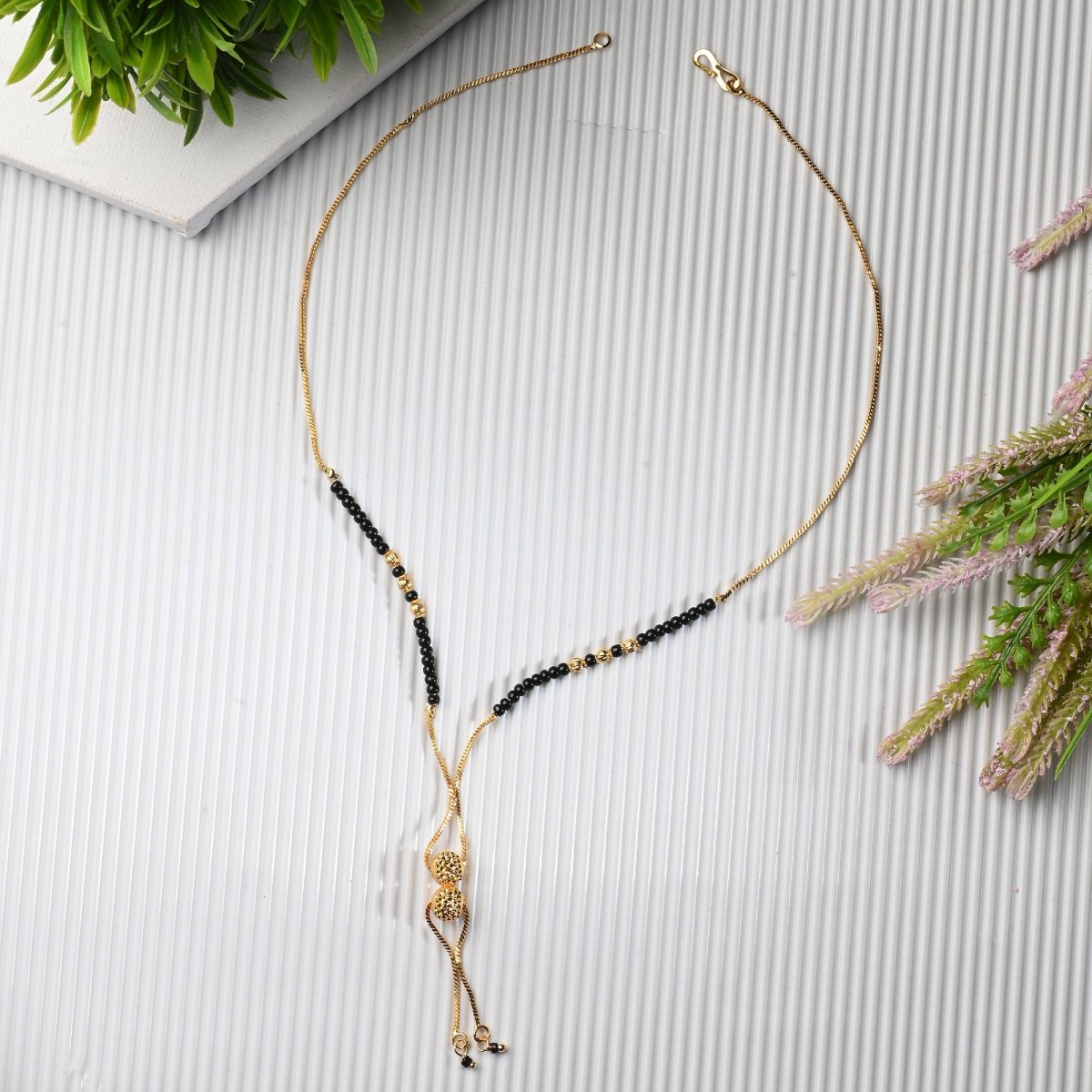 AanyaCentric Gold-plated Jewelry Combo: Elegant Short Mangalsutra, Finger Ring, and American Diamond Earrings Set - Distacart