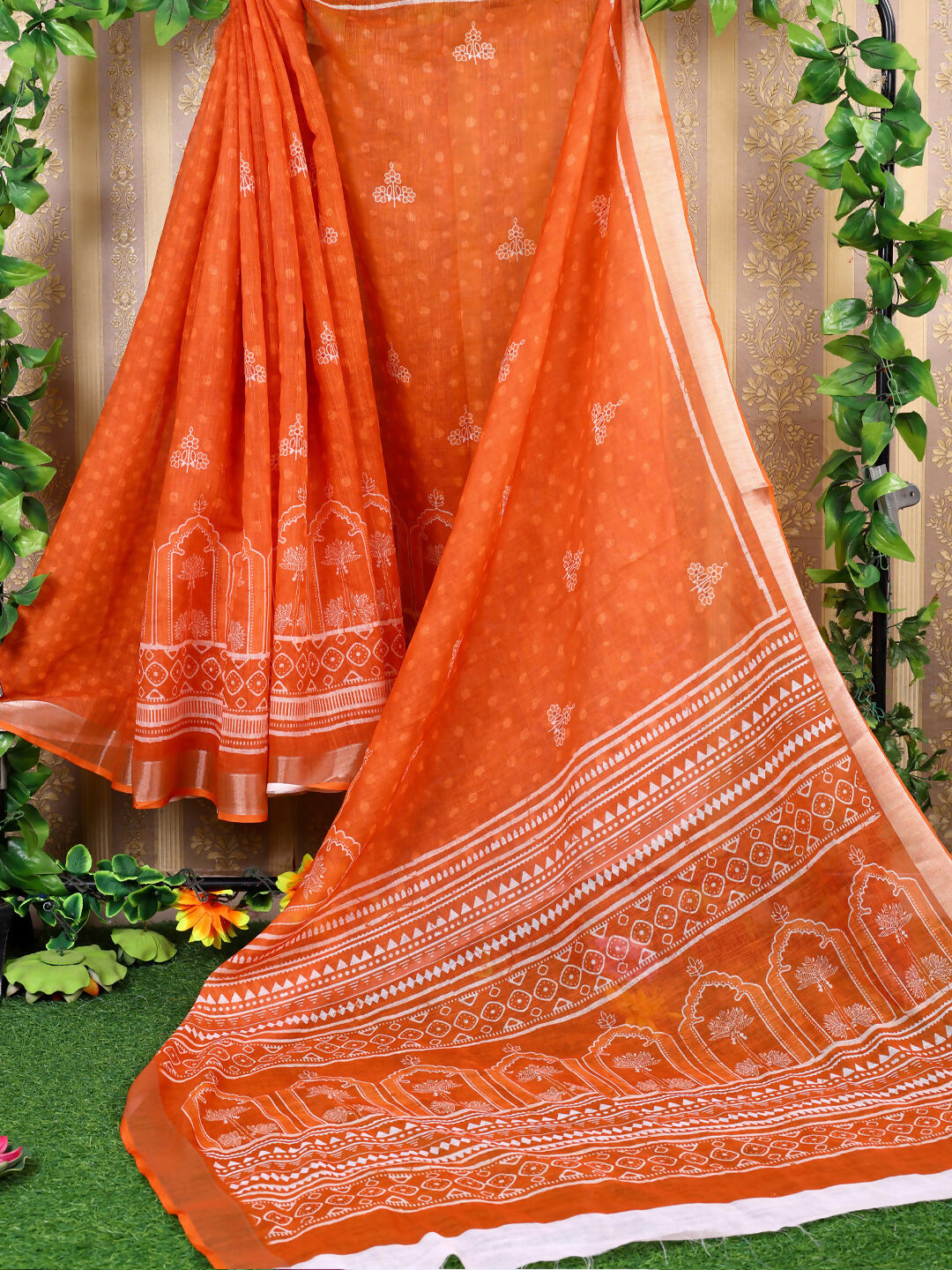 Astita Cotton Orange Saree