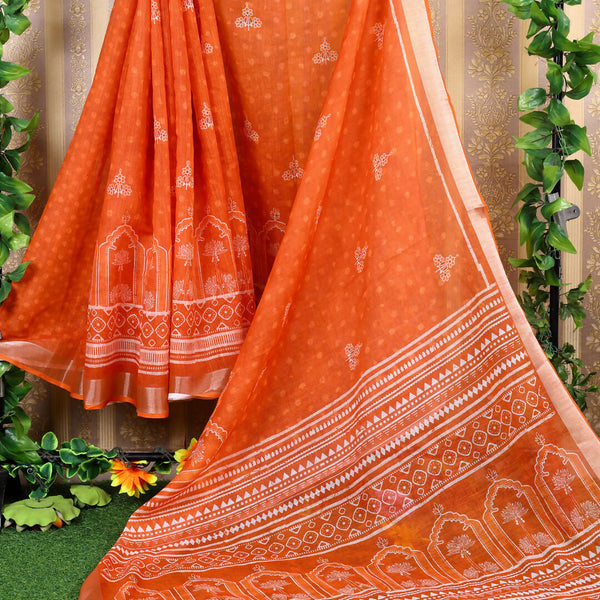 Astita Cotton Orange Saree