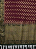 Thumbnail for Anouk Burgundy & Green Ethnic Motifs Woven Design Zari Pure Georgette Kanjeevaram Saree - Distacart