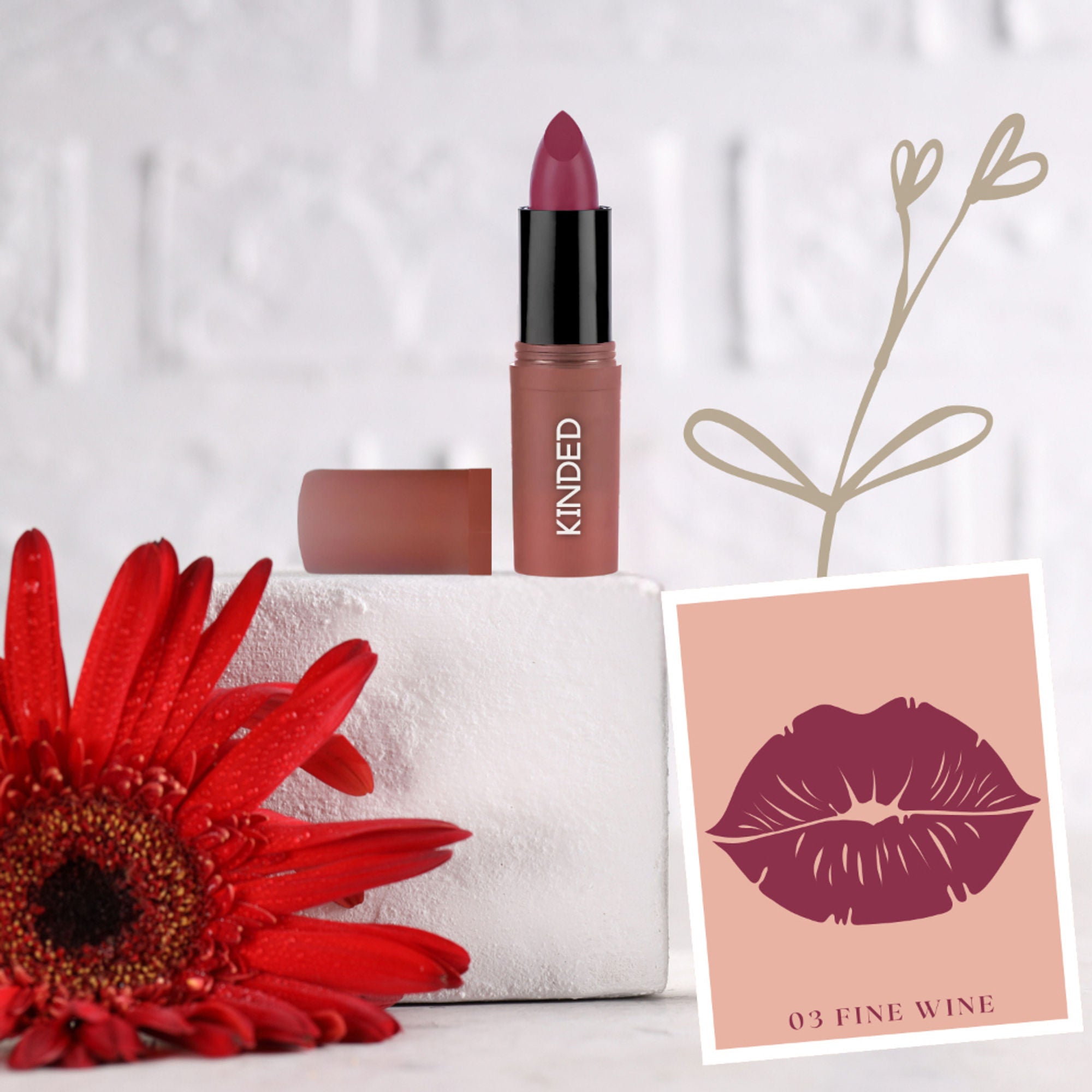 kinded satin saga bullet creamy lipstick with satin finish vitamin e 03 fine wine