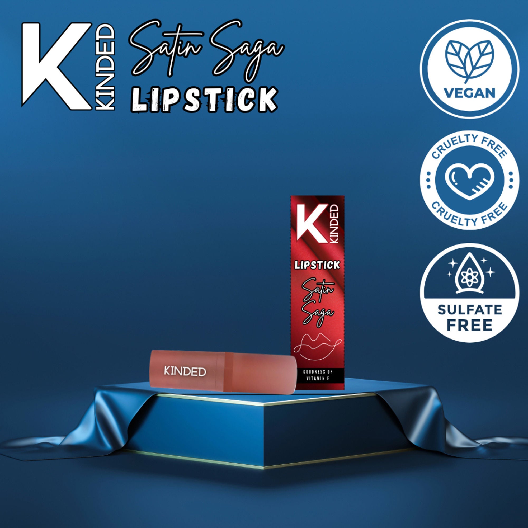 kinded satin saga bullet creamy lipstick with satin finish vitamin e 03 fine wine