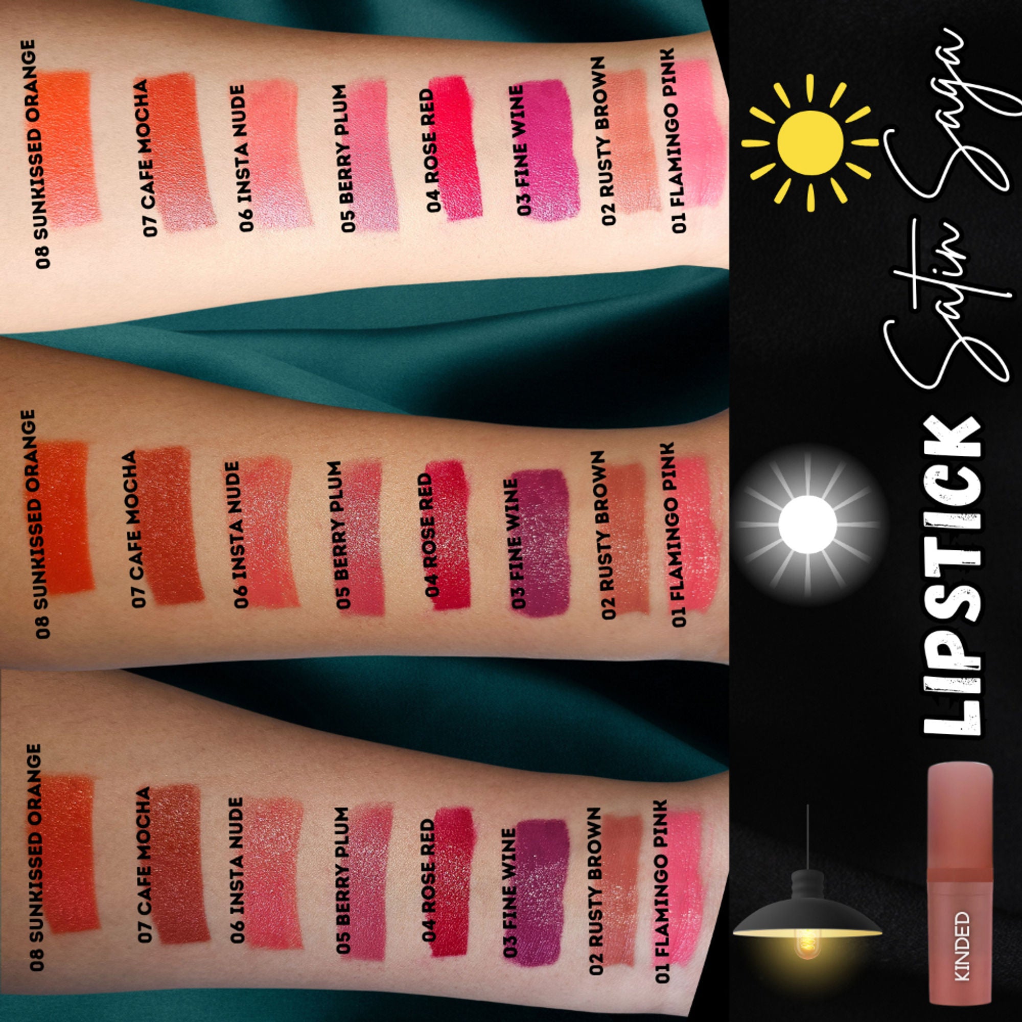 kinded satin saga bullet creamy lipstick with satin finish vitamin e 03 fine wine