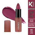 Thumbnail for kinded satin saga bullet creamy lipstick with satin finish vitamin e 03 fine wine