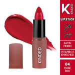 Thumbnail for kinded satin saga bullet creamy lipstick with satin finish vitamin e 04 rose red