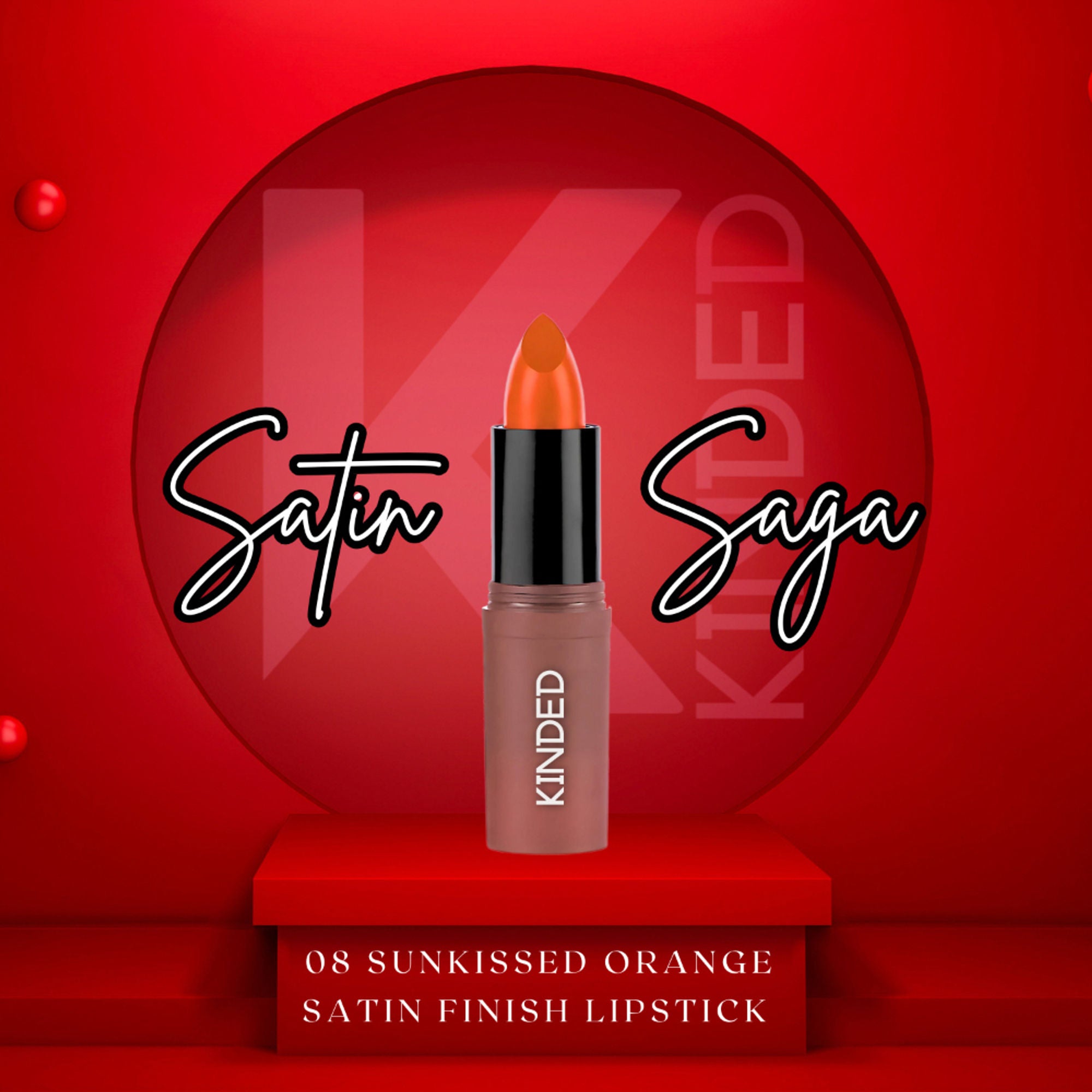 kinded satin saga bullet creamy lipstick with satin finish vitamin e 08 sunkissed orange