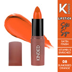 Thumbnail for kinded satin saga bullet creamy lipstick with satin finish vitamin e 08 sunkissed orange