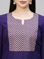 Thumbnail for Kalini Geometric Yoke Design Gotta Patti Kurta & Trousers With Dupatta - Distacart
