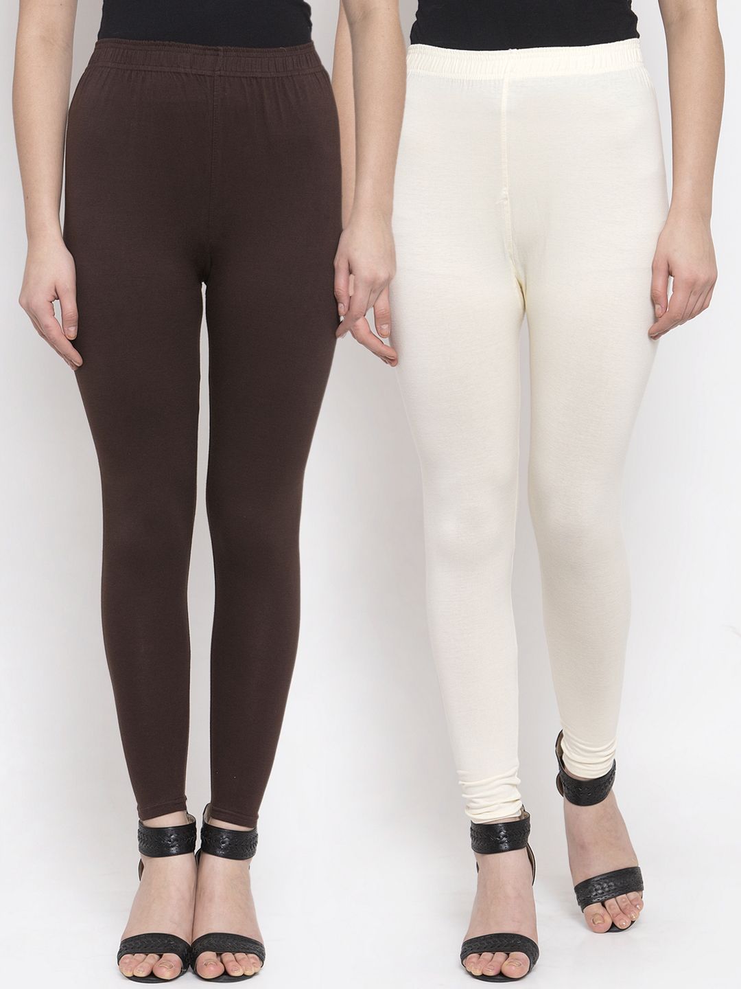 TAG 7 Women Pack Of 2 Solid Churidar-Length Leggings - Distacart