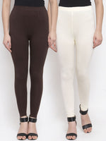 Thumbnail for TAG 7 Women Pack Of 2 Solid Churidar-Length Leggings - Distacart