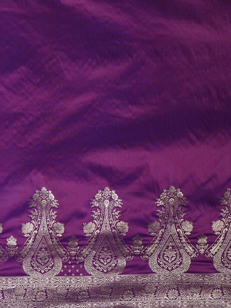 Anouk Purple & Gold-Toned Ethnic Motifs Woven Design Zari Banarasi Saree - Distacart