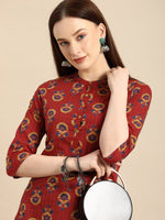 Thumbnail for All About You Women Brown Ethnic Motifs Printed Regular Kurta - Distacart