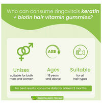 Thumbnail for Zingavita Biotin + Keratin Hair Vitamin Kaccha Aam Gummies - Distacart