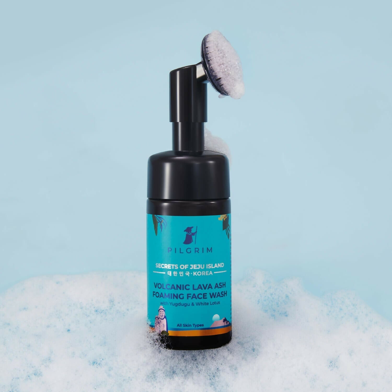 Pilgrim Volcanic Lava Ash Foaming Face Wash with Brush - Distacart
