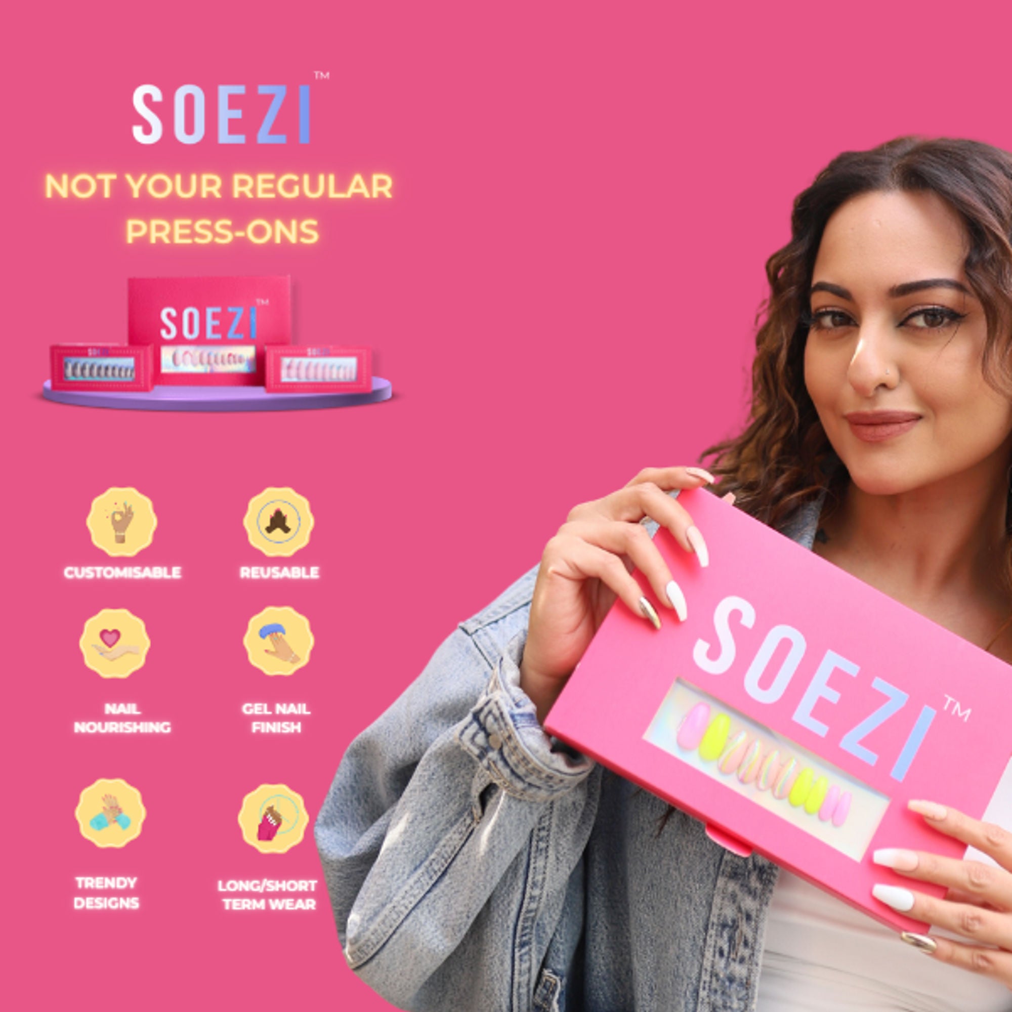 SOEZI Violet Victory Reusable Press On Nails - Application Kit