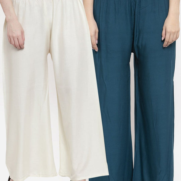 TAG 7 Women Pack Of 2 Solid Straight Palazzos - Distacart