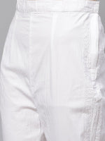 Thumbnail for ADA Women Pink & White Chikankari Embroidered Sustainable Handloom Kurta with Trousers - Distacart