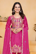 Thumbnail for Joban Fashion Pink Silk Embroidered Dhoti Dhoti Set - Distacart