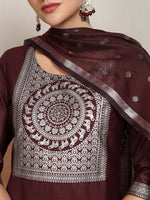 Thumbnail for Vishudh Ethnic Motifs Embroidered Straight Kurta & Palazzos With Dupatta
