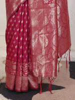 Thumbnail for Astita Lichi Silk Wine Saree