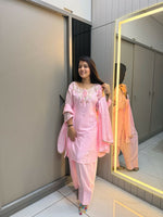 Thumbnail for Anaita Baby Pink Crape Readymade Kurti Set with Beads Sequence Work - Distacart