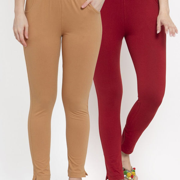 TAG 7 Women Pack Of 2 Solid Ankle-Length Leggings - Distacart