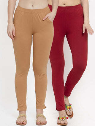 TAG 7 Women Pack Of 2 Solid Ankle-Length Leggings - Distacart