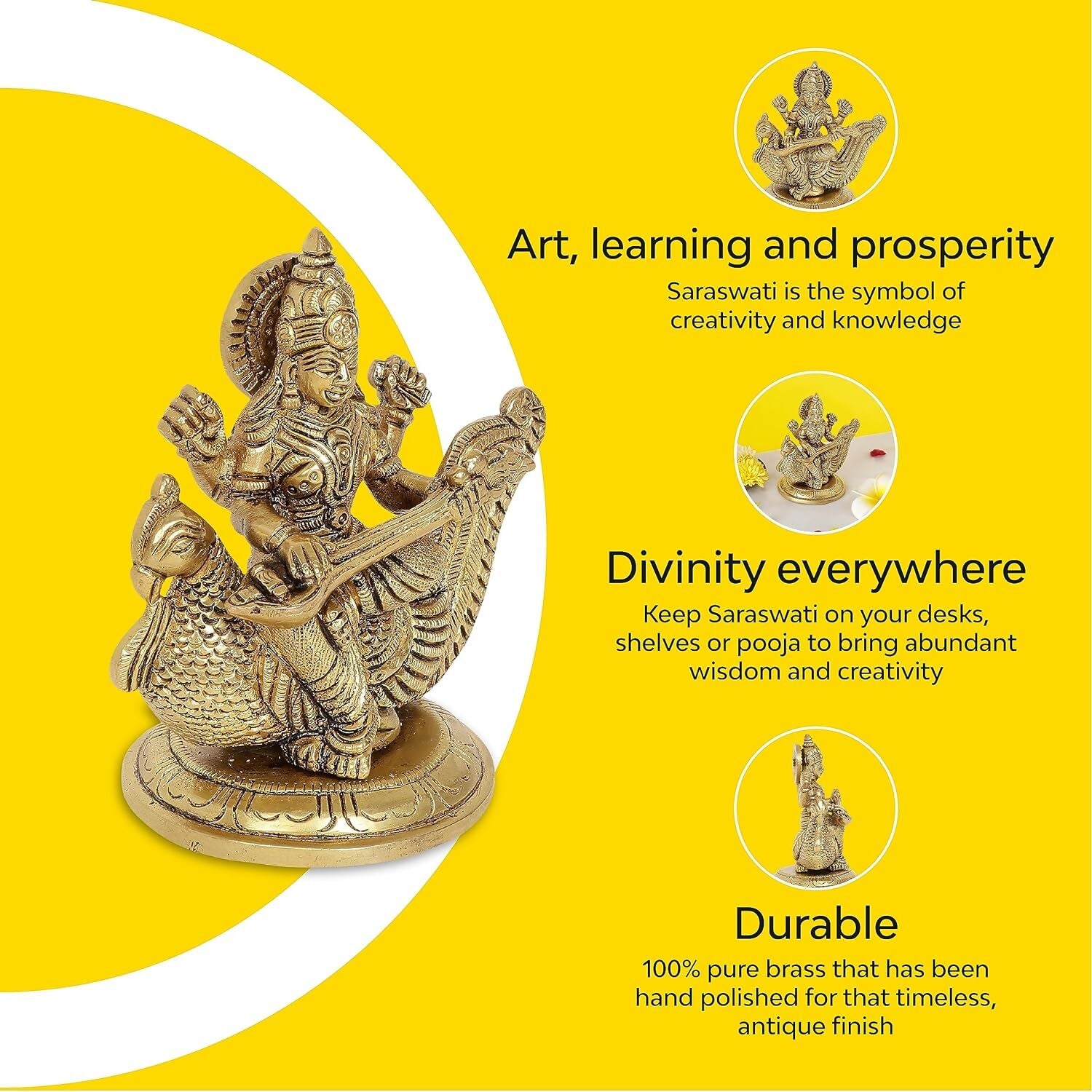 10Club Goddess Saraswati Idol - Distacart