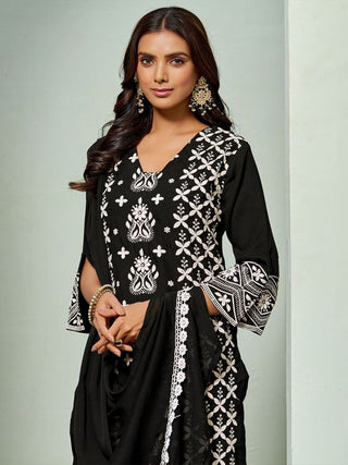 Sangria Chikankari Embroidered Straight Kurta & Trouser With Dupatta - Distacart