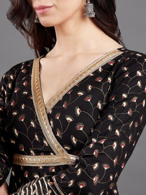Aks Floral Printed Angrakha A-Line Kurta - Distacart