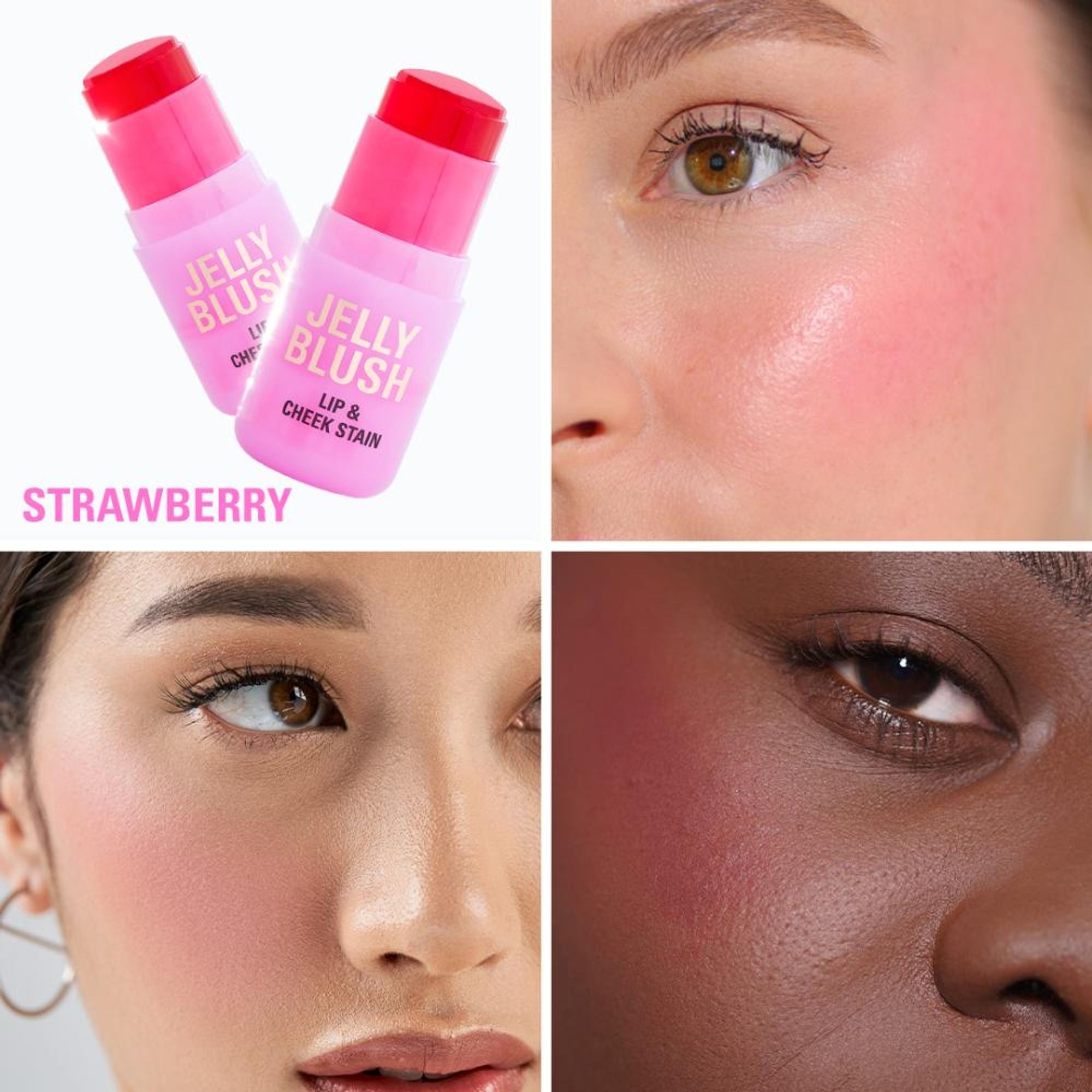 Makeup Revolution Jelly Blush Stick Lip and Cheek Stain - Strawberry Pink - Distacart