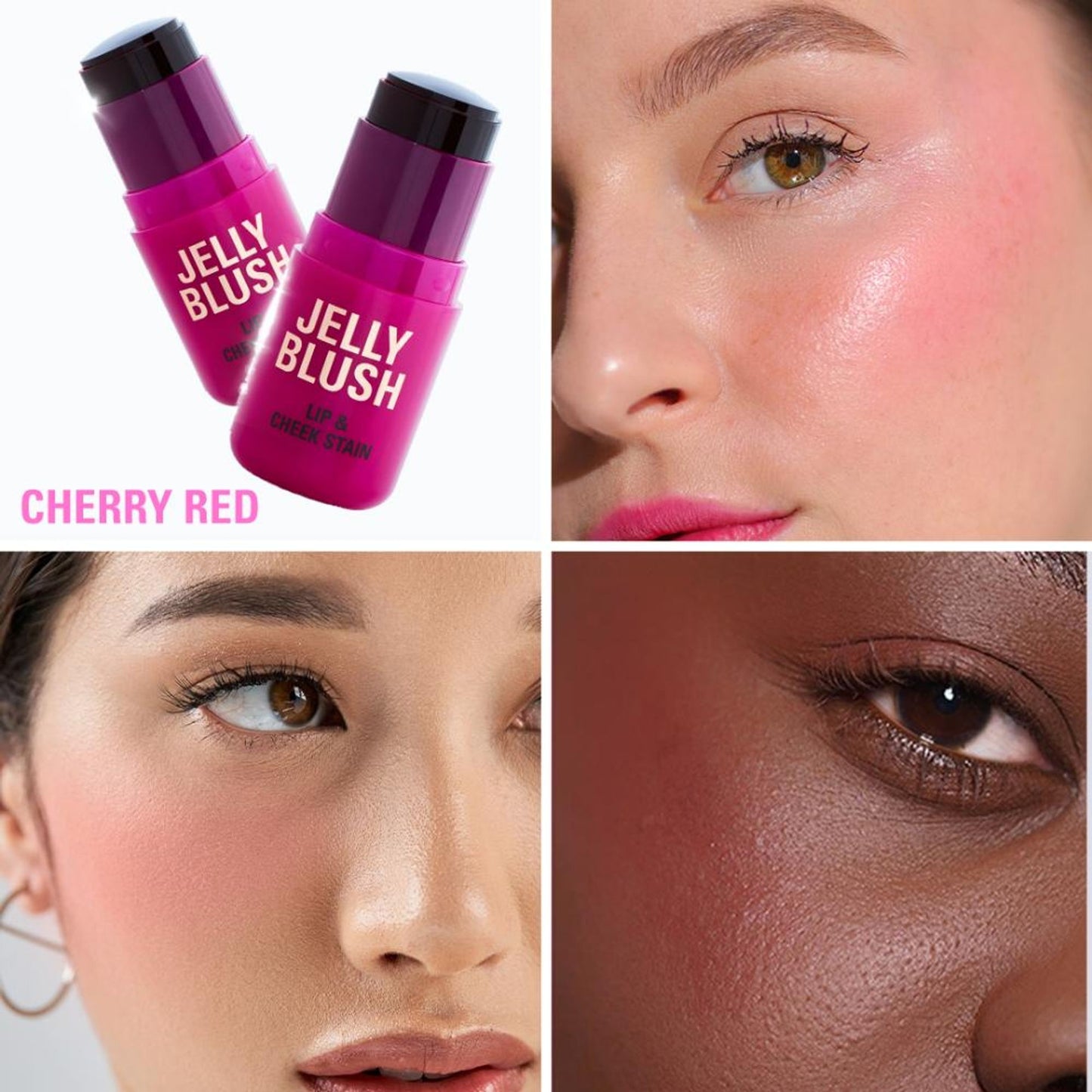 Makeup Revolution Jelly Blush Stick Lip and Cheek Stain - Cherry Red - Distacart