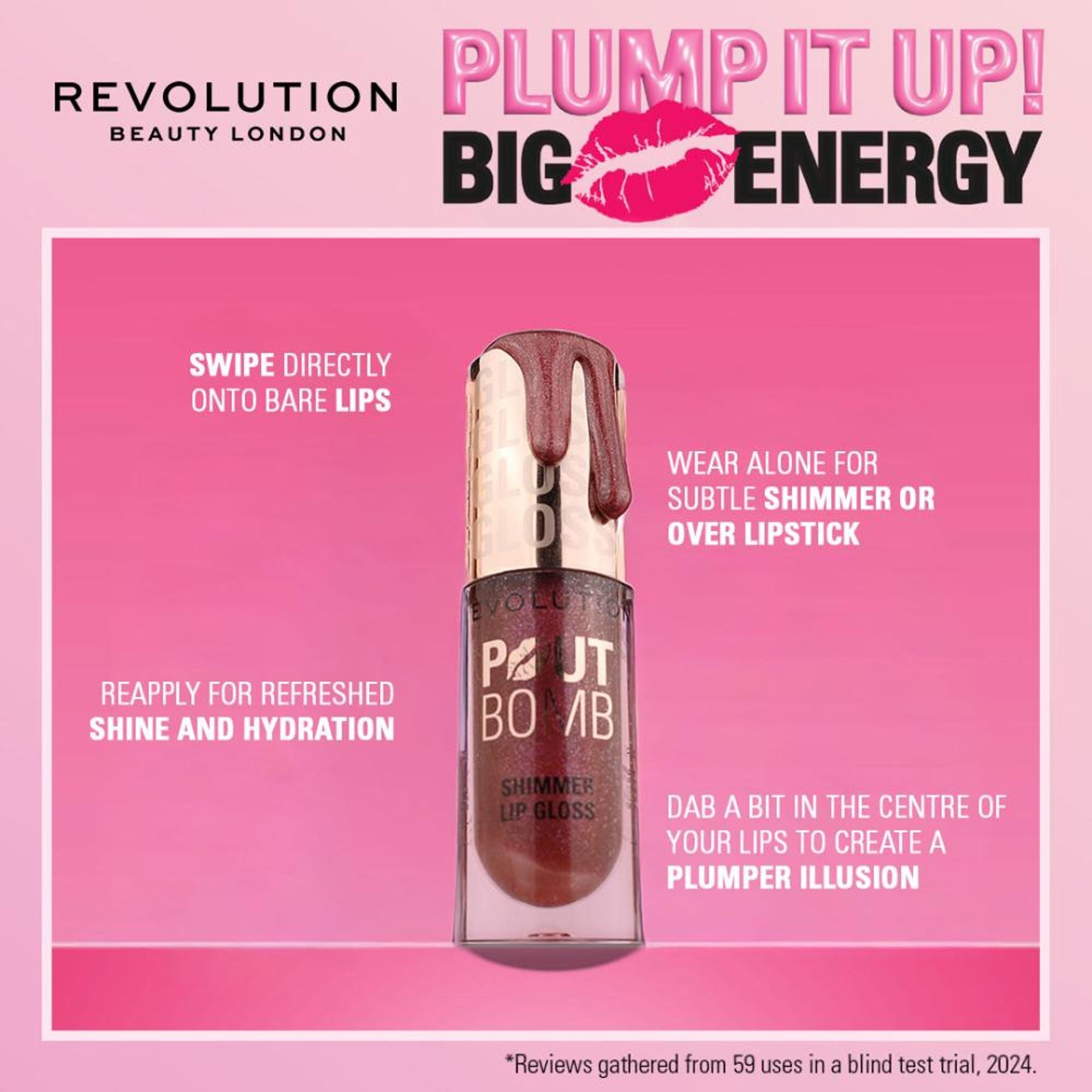Makeup Revolution Pout Bomb Shimmer Lip Gloss - Chocolate Sparkle - Distacart