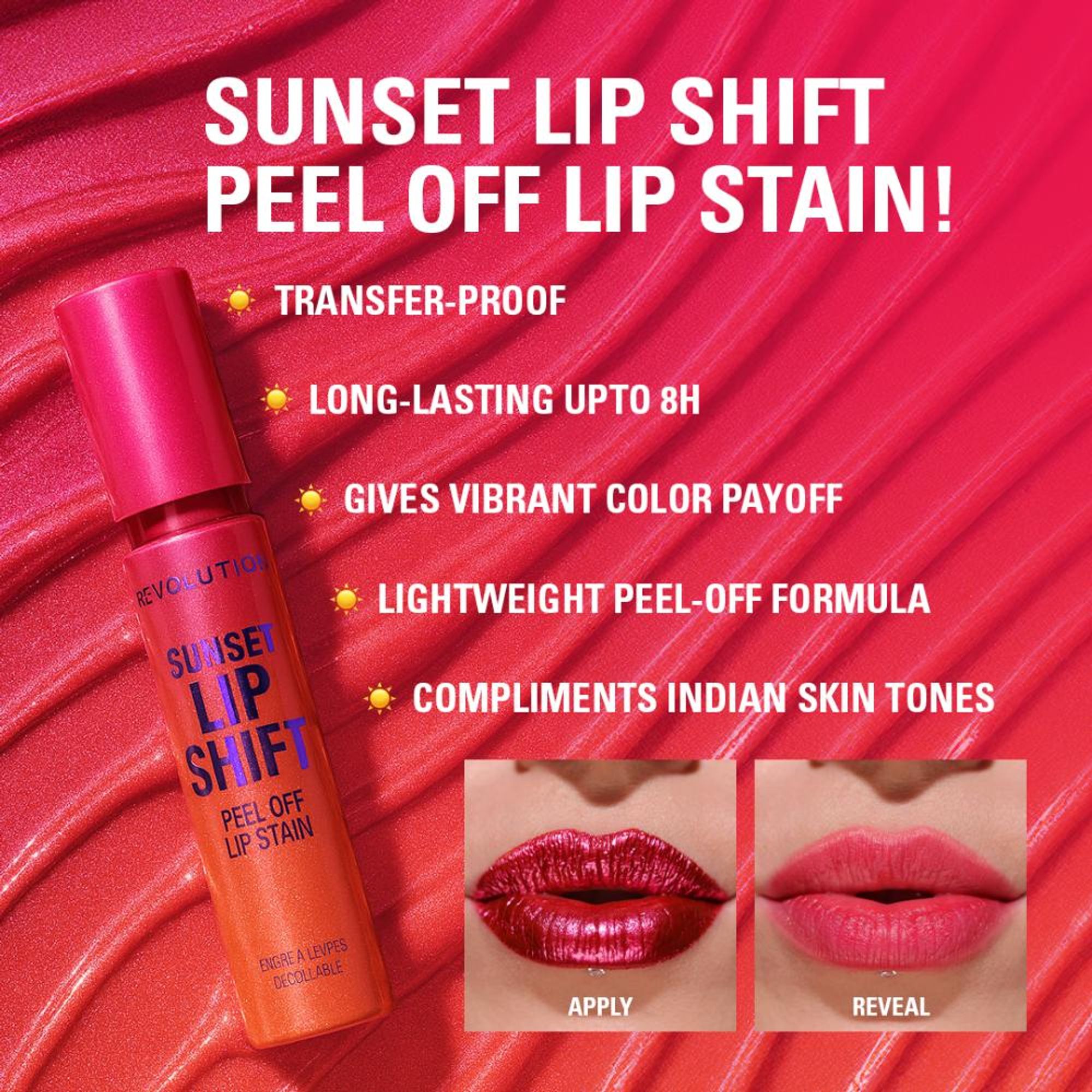 Makeup Revolution Sunset Shift Peel Off Lip - Stain Flushed Pink