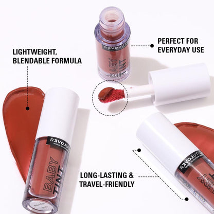 Makeup Revolution Relove Baby Lip & Cheek Tint - Long Lasting - Soft & Glowy Finish - Rose - Distacart